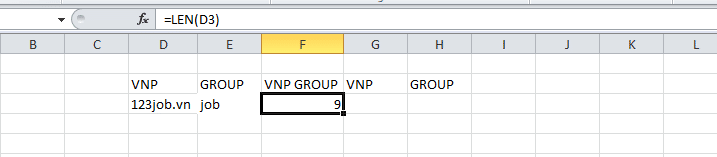 Công thức hàm excel LEN