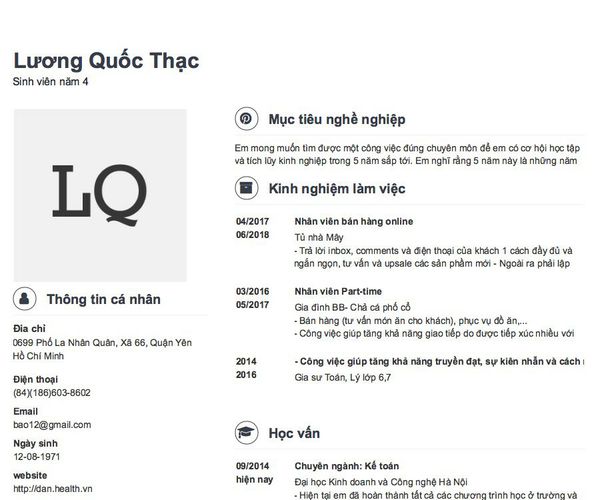 Gợi ý cách viết Mẫu CV tham khảo Sinh viên năm 4