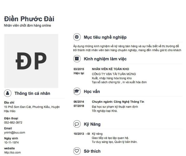 Gợi ý cách viết Mẫu CV tham khảo Nhân viên chốt đơn hàng online