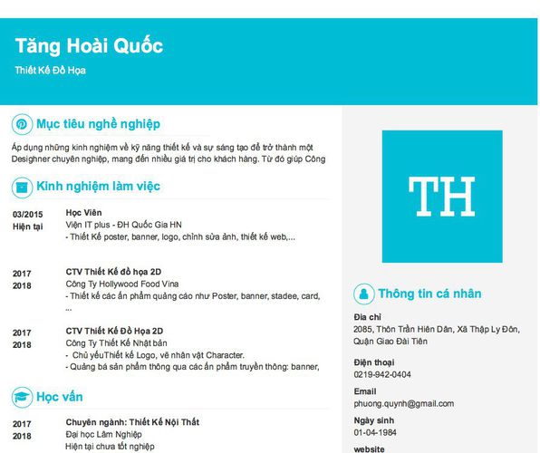 Mẫu CV Thiết Kế Đồ Họa