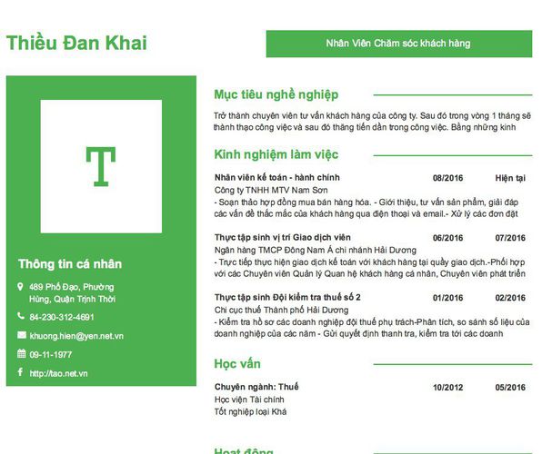 Gợi ý cách viết Mẫu CV tham khảo Nhân Viên Chăm sóc khách hàng