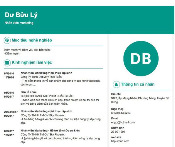 Gợi ý cách viết Mẫu CV tham khảo Nhân viên marketing