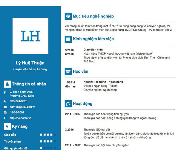 Gợi ý cách viết Mẫu CV tham khảo chuyên viên hỗ trợ tín dụng