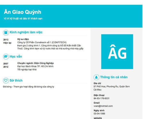 Gợi ý cách viết Mẫu CV tham khảo Vị trí kỹ thuật và bảo trì khách sạn