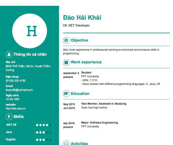 Gợi ý cách viết Mẫu CV tham khảo C# .NET Developer