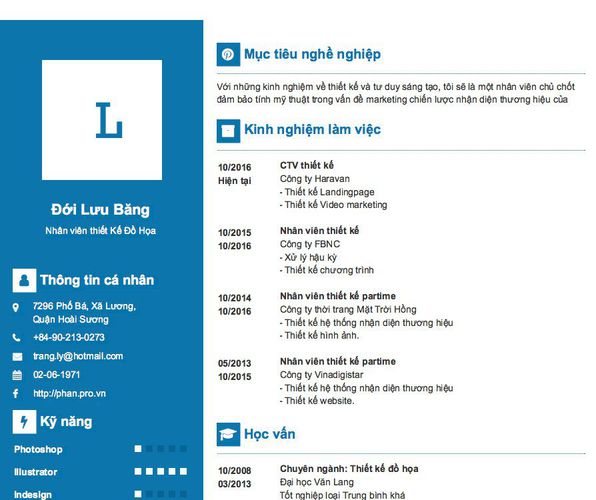 Mẫu CV Nhân viên thiết Kế Đồ Họa