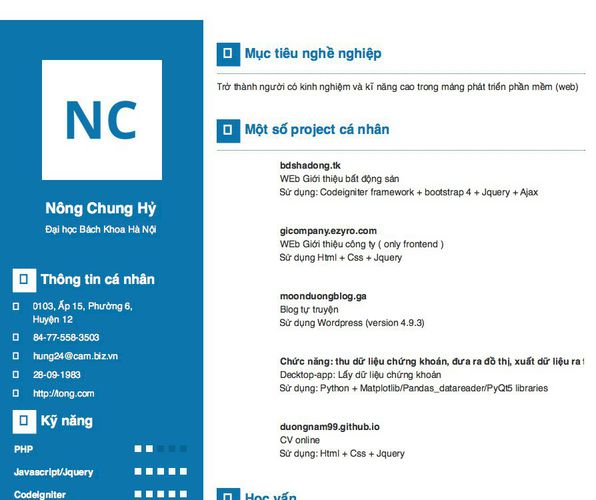 Gợi ý cách viết Mẫu CV tham khảo Đại học Bách Khoa Hà Nội