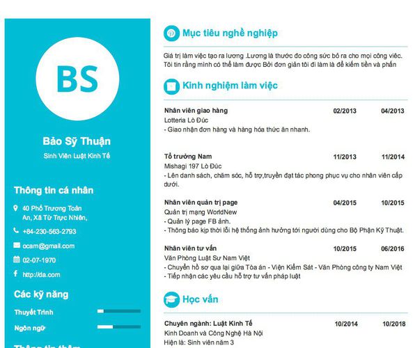 Gợi ý cách viết Mẫu CV tham khảo Sinh Viên Luật Kinh Tế