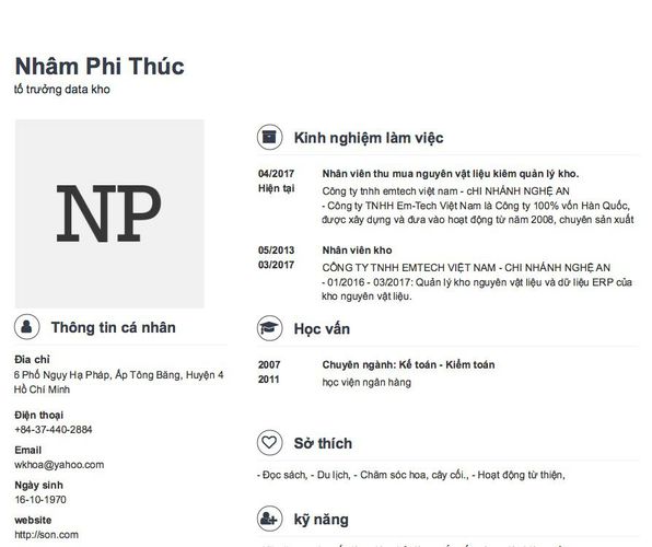 Gợi ý cách viết Mẫu CV tham khảo tổ trưởng data kho