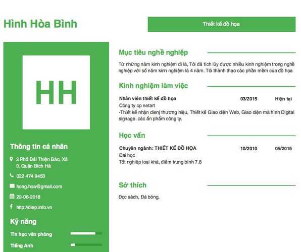 Mẫu CV Thiết kế đồ họa
