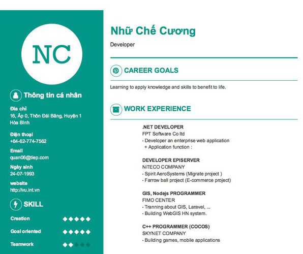 Gợi ý cách viết Mẫu CV tham khảo Developer