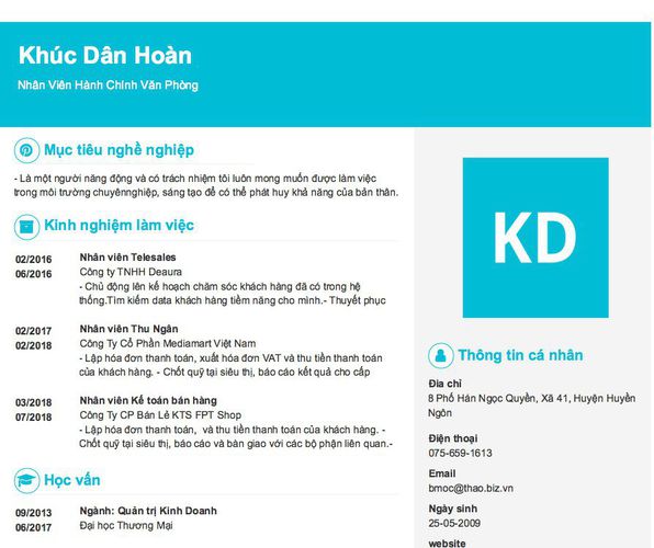 Mẫu CV Nhân Viên Hành Chính Văn Phòng