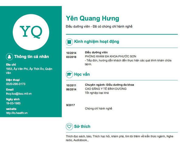 Gợi ý cách viết Mẫu CV tham khảo Điều dưỡng viên - Đã có chứng chỉ hành nghề