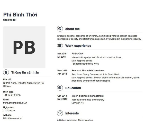 Gợi ý cách viết Mẫu CV tham khảo forex trader