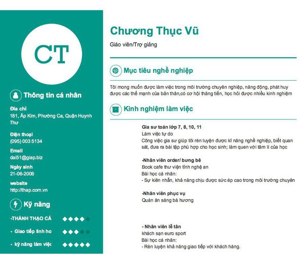 Gợi ý cách viết Mẫu CV tham khảo Giáo viên/Trợ giảng