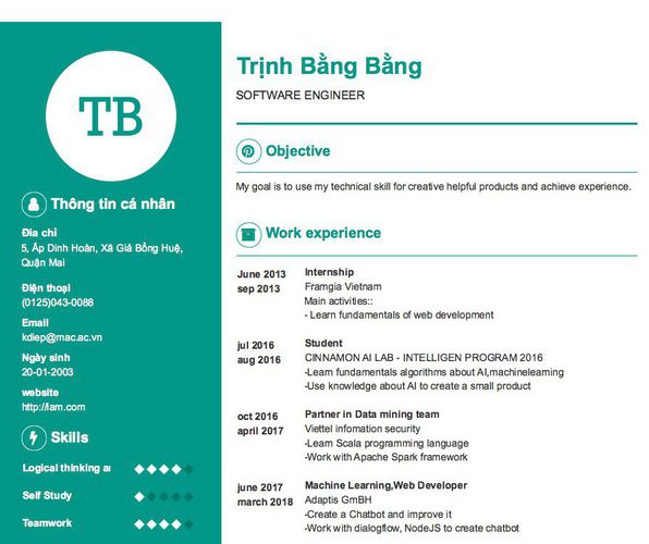 Gợi ý cách viết Mẫu CV tham khảo SOFTWARE ENGINEER