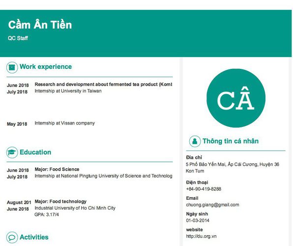 Gợi ý cách viết Mẫu CV tham khảo QC Staff