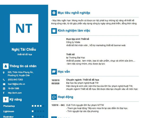 Mẫu CV    thiết kế đồ họa