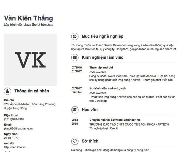 #8073 Mẫu CV Lập trình viên Java Script html/css thiết kế chuẩn nhất ...
