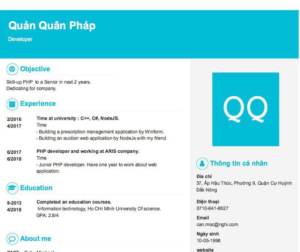 Gợi ý cách viết Mẫu CV tham khảo Developer