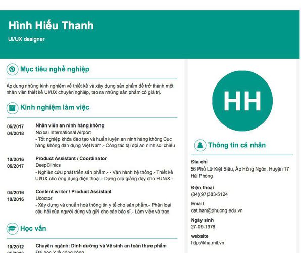 Gợi ý cách viết Mẫu CV tham khảo UI/UX designer