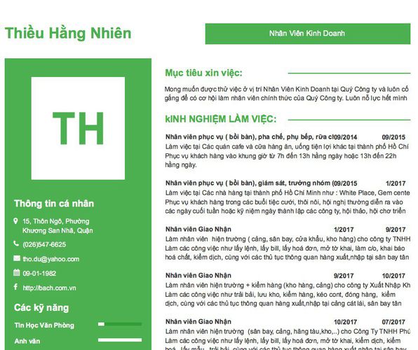 Gợi ý cách viết Mẫu CV tham khảo Nhân Viên Kinh Doanh