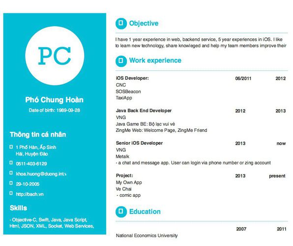 Gợi ý cách viết Mẫu CV tham khảo Date of birth: 1989-09-28