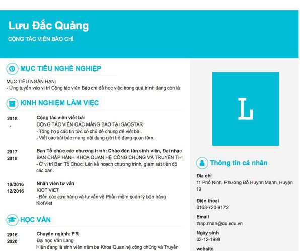 Gợi ý cách viết Mẫu CV tham khảo CỘNG TÁC VIÊN BÁO CHÍ