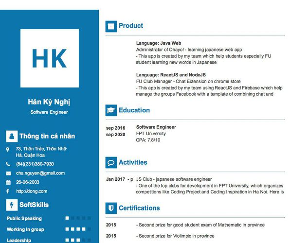 Gợi ý cách viết Mẫu CV tham khảo Software Engineer