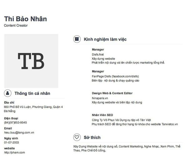 Gợi ý cách viết Mẫu CV tham khảo Content Creator
