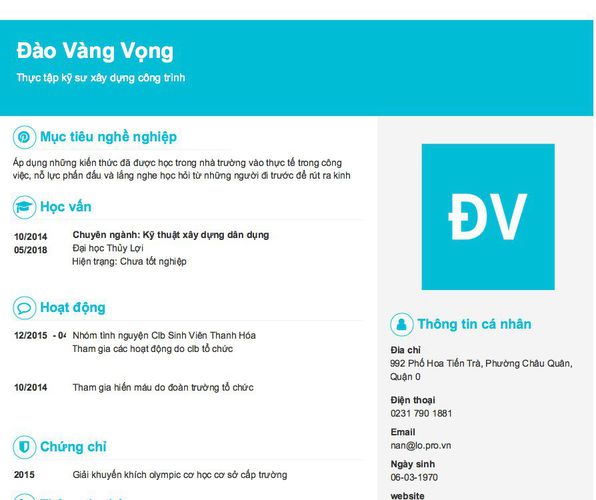 Gợi ý cách viết Mẫu CV tham khảo Thực tập kỹ sư xây dựng công trình