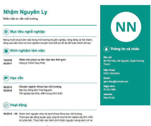 Gợi ý cách viết Mẫu CV tham khảo Nhân viên tư vấn môi trường