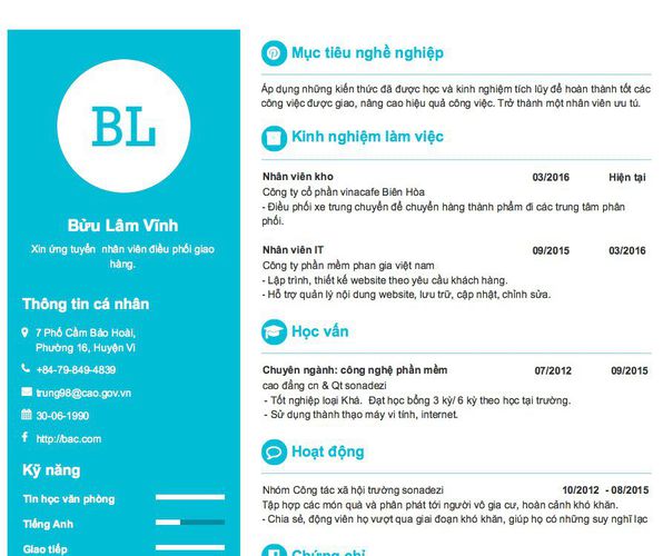 Gợi ý cách viết Mẫu CV tham khảo Xin ứng tuyển  nhân viên điều phối giao hàng.
