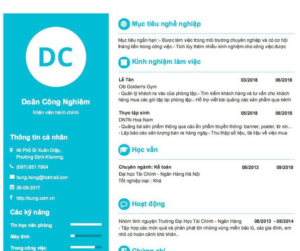 Mẫu CV Nhân viên hành chính
