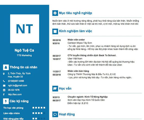 Gợi ý cách viết Mẫu CV tham khảo TTS Marketing