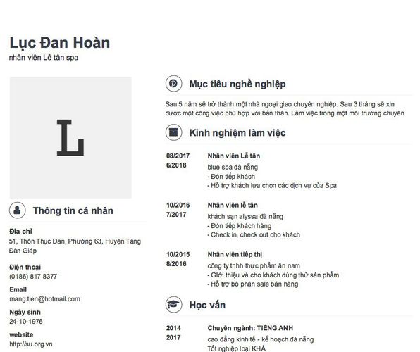 Gợi ý cách viết Mẫu CV tham khảo nhân viên Lễ tân spa