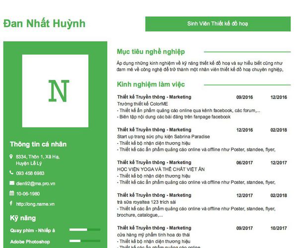 Mẫu CV Sinh Viên Thiết kế đồ hoạ