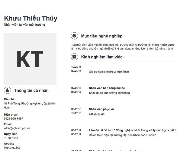 Gợi ý cách viết Mẫu CV tham khảo Nhân viên tư vấn môi trường