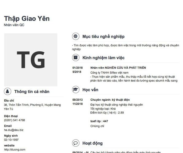 Gợi ý cách viết Mẫu CV tham khảo Nhân viên QC