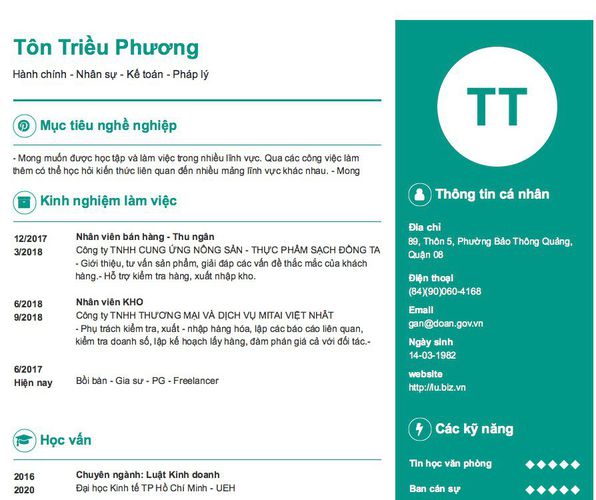 Mẫu CV Hành chính - Nhân sự - Kế toán - Pháp lý