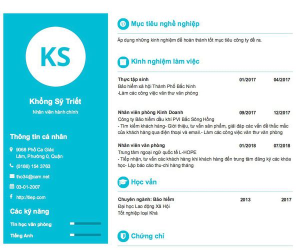 Mẫu CV Nhân viên hành chính