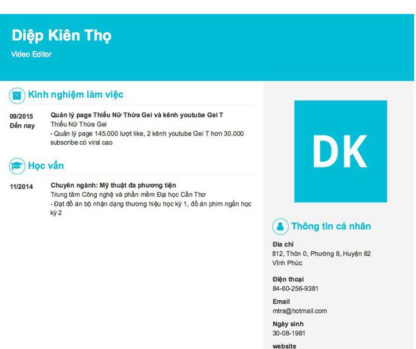 Gợi ý cách viết Mẫu CV tham khảo Video Editor