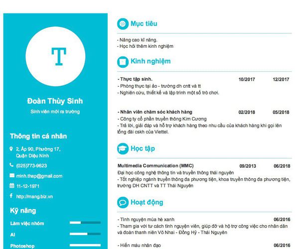 Gợi ý cách viết Mẫu CV tham khảo Sinh viên mới ra trường