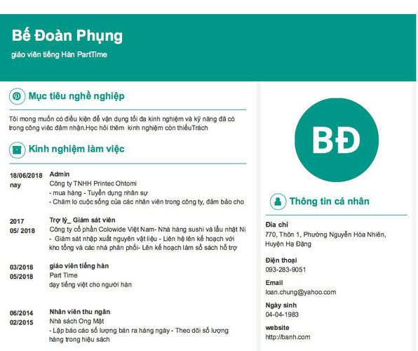 Gợi ý cách viết Mẫu CV tham khảo giáo viên tiếng Hàn PartTime