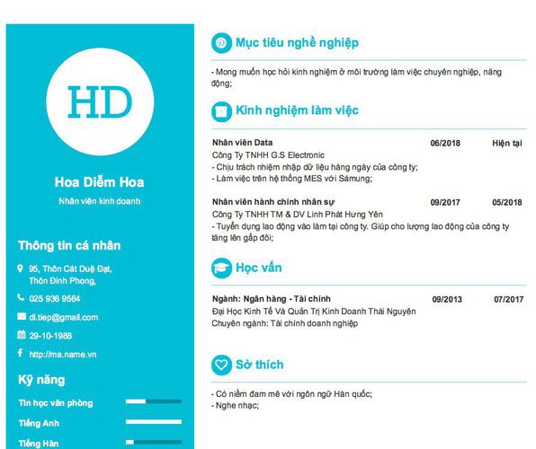 Gợi ý cách viết Mẫu CV tham khảo Nhân viên kinh doanh