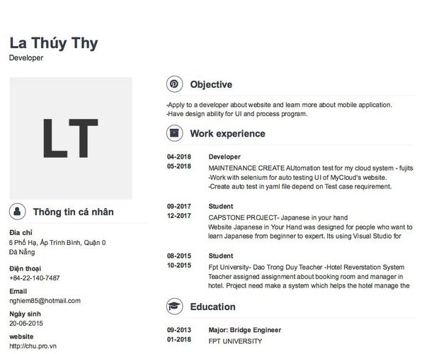 Gợi ý cách viết Mẫu CV tham khảo Developer