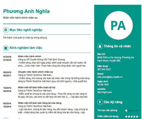 Mẫu CV Nhân viên hành chính nhân sự