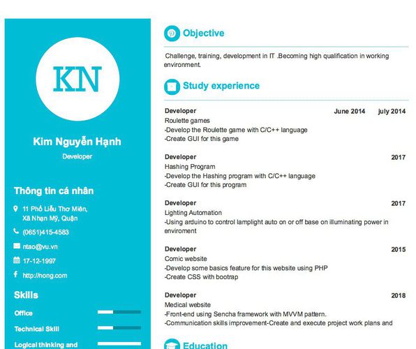 Gợi ý cách viết Mẫu CV tham khảo Developer