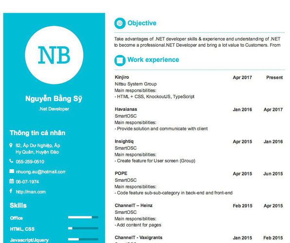 Gợi ý cách viết Mẫu CV tham khảo .Net Developer