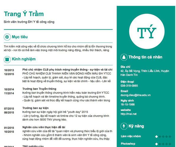 Gợi ý cách viết Mẫu CV tham khảo Sinh viên trường ĐH Y tế công cộng